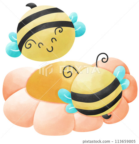 Happy bee and friend 113659805