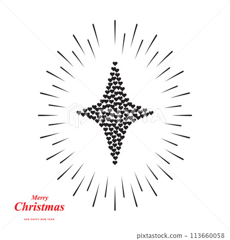 Christmas Star Shape Made of Heart Icons 113660058