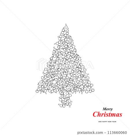 Christmas Tree Shape Made of Benzene Methyl Group Molecule Formula Icons 113660060