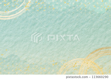 父親節、夏天、中年禮物、夏天的問候、日式圖案、豪華、淺藍色、藍色、金色、雲彩、日本紙背景 113660290