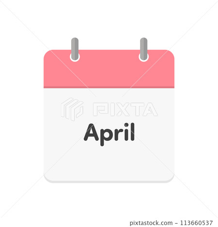 四月文字和日曆圖示 - 簡單可愛的四月活動和行程圖片素材 113660537