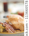 Beautiful Breakfast set as food background 113660578