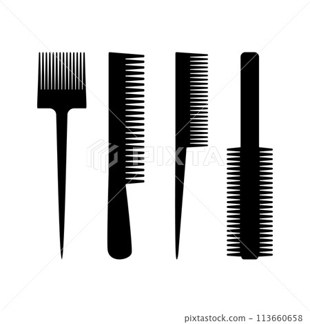 Comb Icon, Barber Symbol, Haircut Logo Silhouette, Hairbrush Sign, Grooming Service Shape Comb Icon, Barber Symbol, Haircut Logo Silhouette, Hairbrush Sign, Grooming Service Shape 113660658