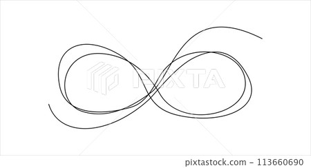 Continuous Line Infinity Icon, Monoline moebius symbol, One Line Limitless Silhouette, Infinite Sign 113660690