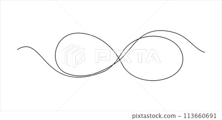 Continuous Line Infinity Icon, Monoline moebius symbol, One Line Limitless Silhouette, Infinite Sign Continuous Line Infinity Icon, Monoline moebius symbol, One Line Limitless Silhouette, Infinite Sign 113660691