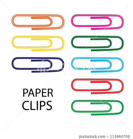 Note Paper Clips Isolated, Paperclips Set, Color Clips, Colorful Stationary, Paperclips Office Equipment Note Paper Clips Isolated, Paperclips Set, Color Clips, Colorful Stationary, Paperclips Office Equipment 113660708