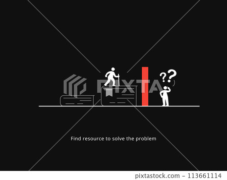 Simple Motivation graphic on dark background. Find Resource to solve Problem Simple Motivation graphic on dark background. Find Resource to solve Problem 113661114