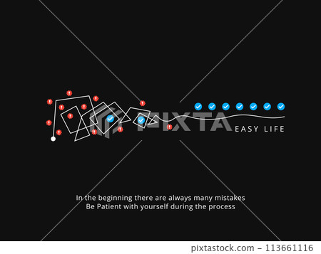 Simple Motivation graphic on dark background. Rough line at the beginning and smooth at the end Simple Motivation graphic on dark background. Rough line at the beginning and smooth at the end 113661116