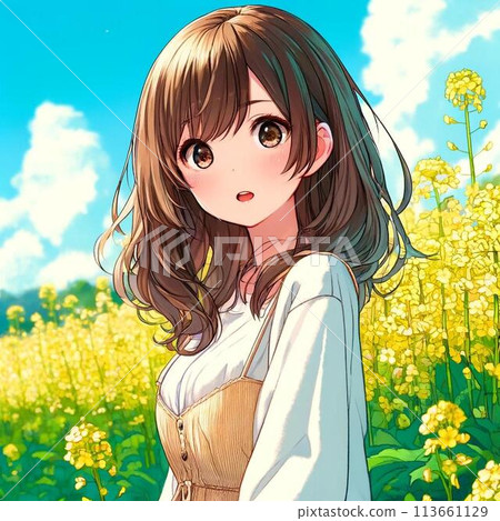 Rape flowers and girls 113661129