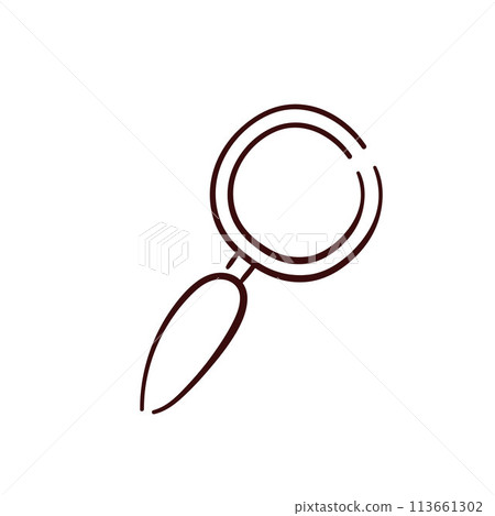 Magnifying glass icon in doodle style. Hand drawn simple design of search symbol. Vector illustration isolated on a white background. Magnifying glass icon in doodle style. Hand drawn simple design of search symbol. Vector illustration isolated on a white background. 113661302