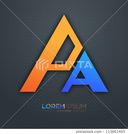 The design of the letters P and A. A logo template for a business card, corporate design, recognizable element of a brand or corporation. The idea of thematic creativity The design of the letters P and A. A logo template for a business card, corporate design, recognizable element of a brand or corporation. The idea of thematic creativity 113661403
