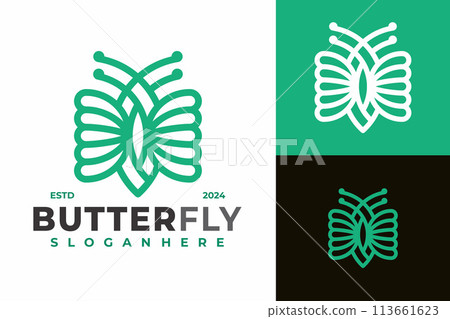 Green butterfly logo design vector symbol icon illustration Green butterfly logo design vector symbol icon illustration 113661623