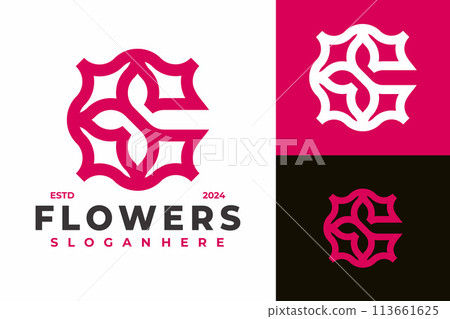 Letter C Flowers logo design vector symbol icon illustration 113661625