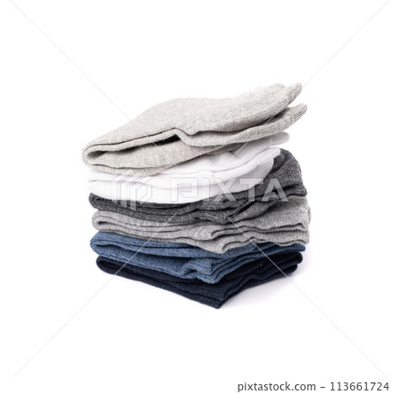 New Cotton Socks Isolated, Folded Sportswear Set, Classic Unisex Cotton Socks Collection New Cotton Socks Isolated, Folded Sportswear Set, Classic Unisex Cotton Socks Collection 113661724