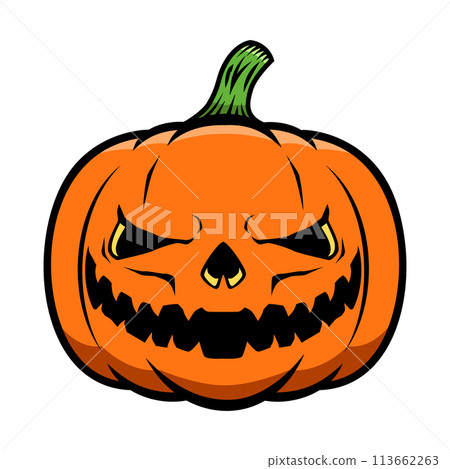 Halloween pumpkin. Design element for poster, card, banner, sign t shirt. Vector illustration Halloween pumpkin. Design element for poster, card, banner, sign t shirt. Vector illustration 113662263