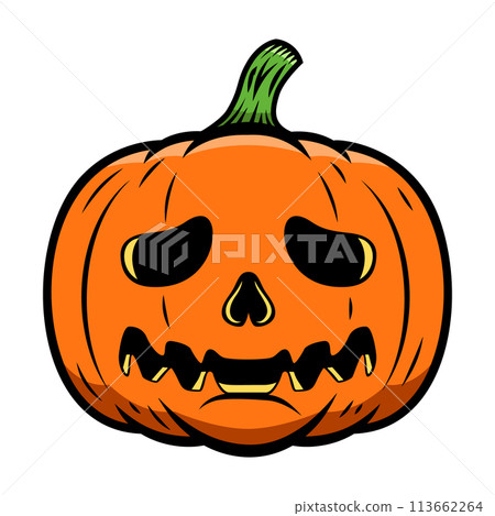 Halloween pumpkin. Design element for poster, card, banner, sign t shirt. Vector illustration Halloween pumpkin. Design element for poster, card, banner, sign t shirt. Vector illustration 113662264