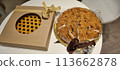 Freshly baked apple pie and cookie gift box 113662878
