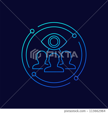 monitoring group icon, linear vector design 113662964