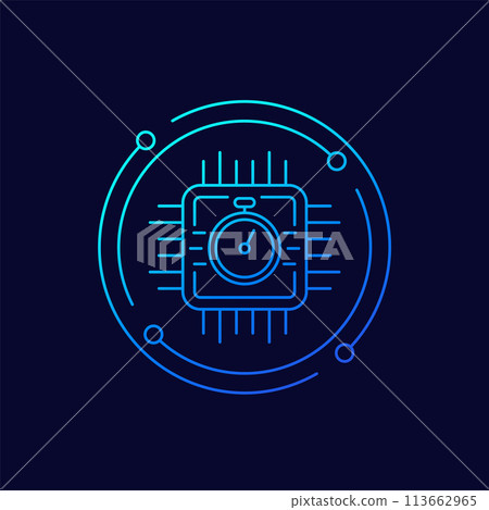 chipset performance test icon, linear design chipset performance test icon, linear design 113662965