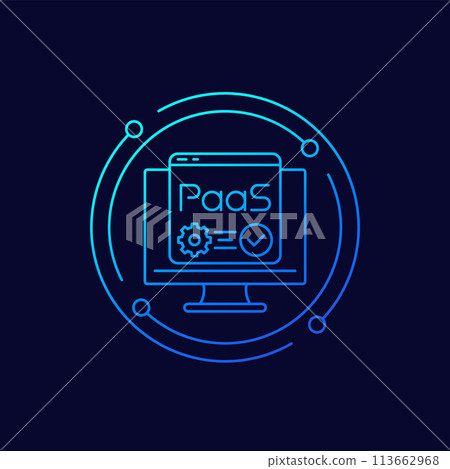 Paas, Platform as a Service icon, linear design Paas, Platform as a Service icon, linear design 113662968