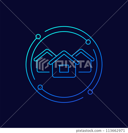 neighbourhood icon with houses, linear design 113662971