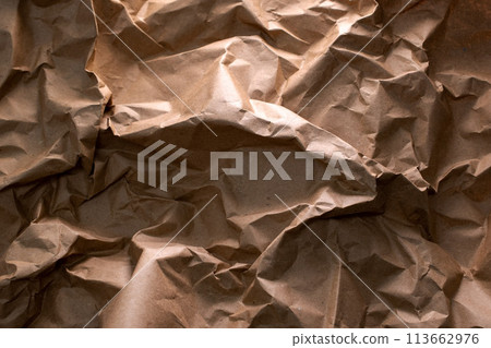 Crumpled craft paper background, recycling concept 113662976