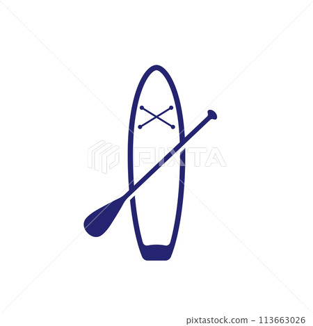 SUP board and a paddle icon SUP board and a paddle icon 113663026