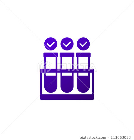 lab test icon with test tubes lab test icon with test tubes 113663033