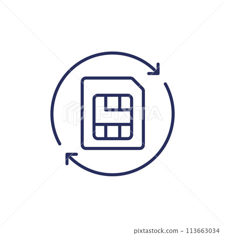 SIM card replacement line icon 113663034