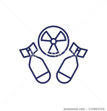 nuclear bombs line icon on white nuclear bombs line icon on white 113663150