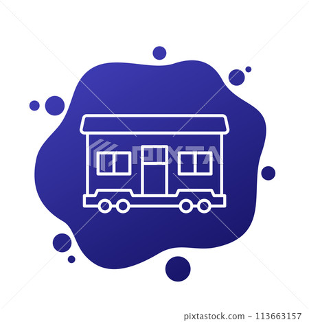 mobile home icon, house trailer in line style mobile home icon, house trailer in line style 113663157