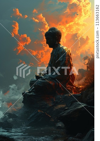 buddha in the clouds buddha in the clouds 113663162