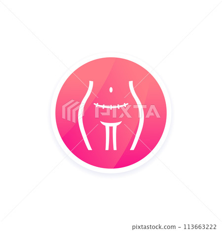 cesarean section and scar icon, vector design 113663222