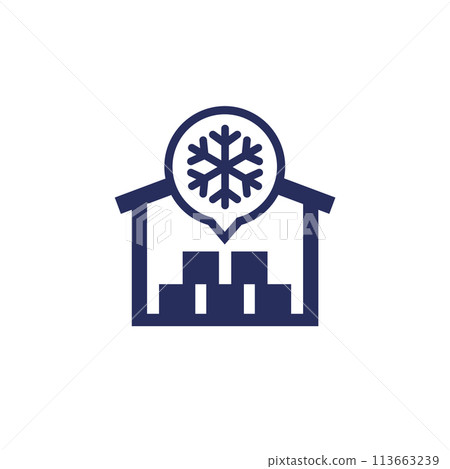 cold storage icon with a warehouse cold storage icon with a warehouse 113663239