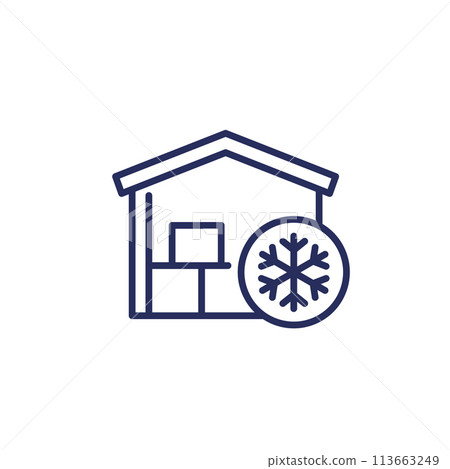 cold storage line icon with a warehouse 113663249