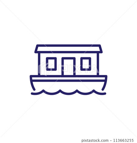 houseboat line icon on white 113663255