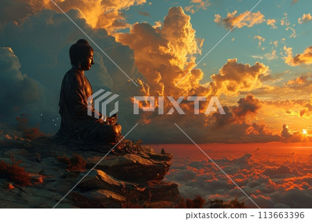 buddha in the clouds buddha in the clouds 113663396