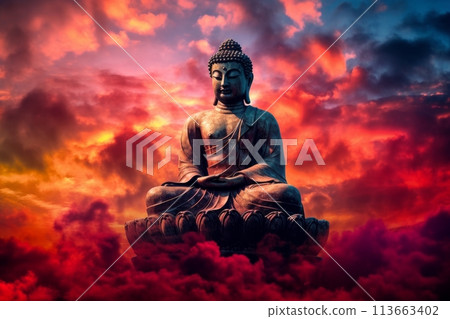 buddha in the clouds buddha in the clouds 113663402