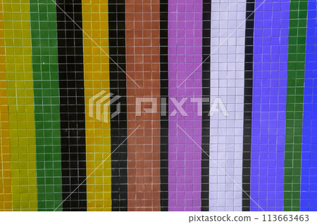 Colorful ceramic mosaic tiles background. Colorful mosaic tiles texture. Colorful ceramic mosaic tiles background. Colorful mosaic tiles texture. 113663463