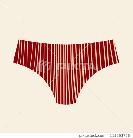 Cute female color panties. Trendy thongs icon. Women underwear element. Feminine symbol, template modern design for invitation, poster, card, fabric. Sensuality cloth concept. Vector illustration Cute female color panties. Trendy thongs icon. Women underwear element. Feminine symbol, template modern design for invitation, poster, card, fabric. Sensuality cloth concept. Vector illustration 113663736
