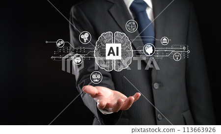Human interact with AI artificial intelligence brain process generative AI FaaS 113663926