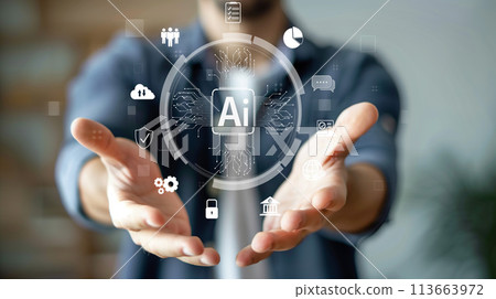 Human interact with AI artificial intelligence brain process generative AI FaaS Human interact with AI artificial intelligence brain process generative AI FaaS 113663972