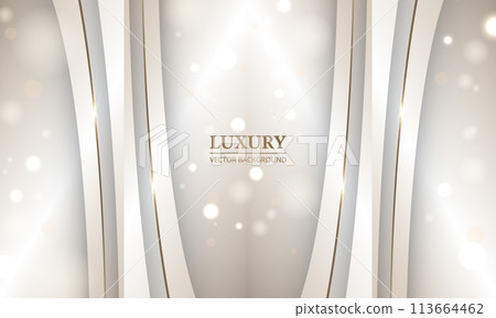 3D luxury abstract background with bokeh effect and sparkles on golden curve lines. Elegant vector background template design for celebration award 3D luxury abstract background with bokeh effect and sparkles on golden curve lines. Elegant vector background template design for celebration award 113664462