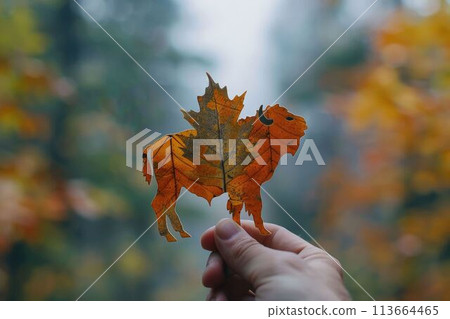 nature art of leaf carved into animal shape aigx04 nature art of leaf carved into animal shape aigx04 113664465