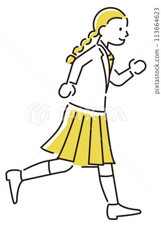 經典人物插畫綁著辮子的學生女孩 113664623