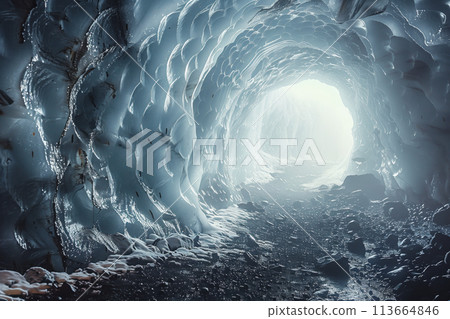 view from a glacial a mountain glacier 113664846