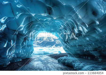 view from an glacier cave in the highlands 113664854
