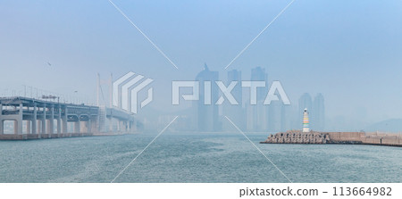 Panoramic coastal view of Busan city, South Korea Panoramic coastal view of Busan city, South Korea 113664982
