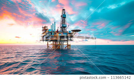 Oil Rig in the Middle of the Ocean Oil Rig in the Middle of the Ocean 113665142