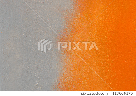 Orange Grey Paint Two Colors Abstract Design Wall Surface Texture Background Empty Blank 113666170